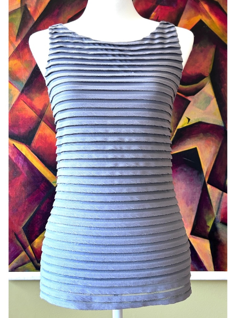 Banana Republic NWOT Y2K Lavender Layer Ruffle Crew Neck Tank Top Blouse Size XS